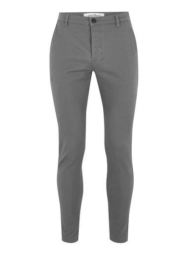 Topman Mens Grey Charcoal Gray Spray On Chinos