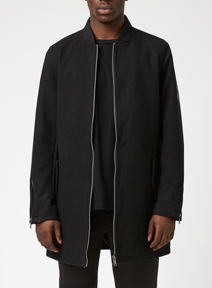 Topman Mens N1sq Black Longline Baseball Jacket*