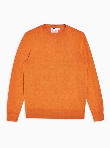 Topman Mens Orange Twist Hem Stitch Jumper