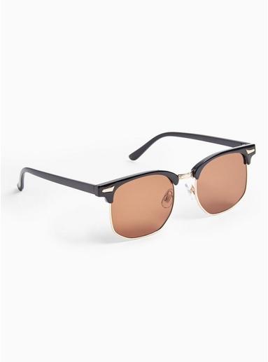 Topman Mens Black Angular Sunglasses