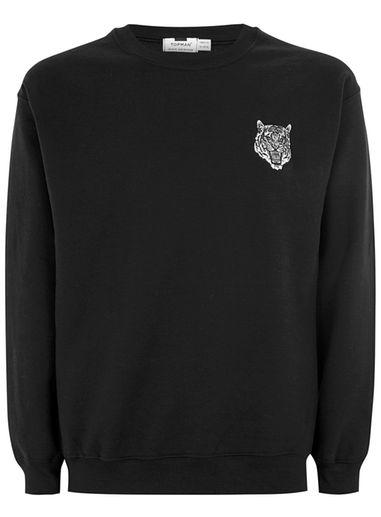 Topman Mens Stone Black Tiger Sweatshirt