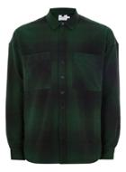 Topman Mens Green And Black Drop Shoulder Check Shirt