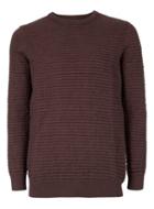 Topman Mens Burgundy Ripple Textured Slim Fit Longline Sweater