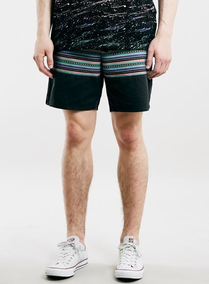 Topman Mens Multi Aztec Cut And Sew Shorts