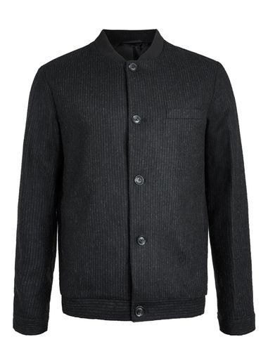 Topman Mens Black Pinstripe Button Tailored Bomber