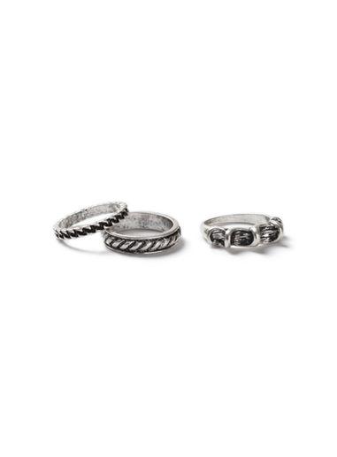Topman Mens Silver Look Twisted Rings 3 Pack*