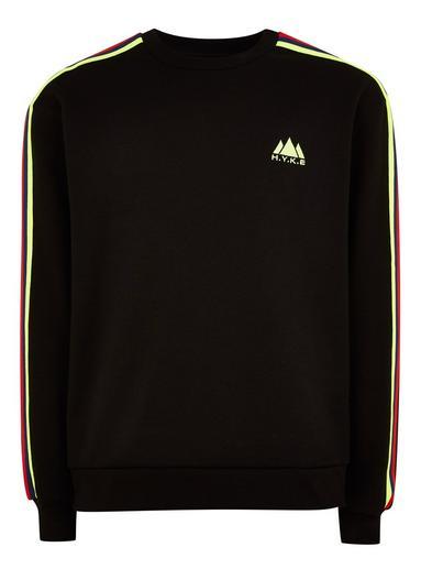 Topman Mens Black Neon Tape Sweatshirt