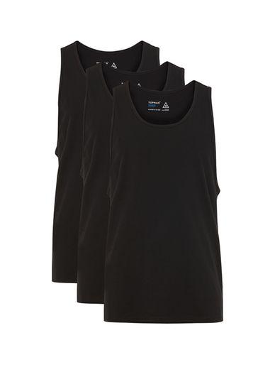 Topman Mens Black Slim Tank Multipack*