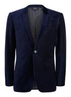 Topman Mens Blue Navy Velvet Skinny Fit Blazer