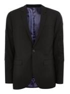 Topman Mens Black Skinny Suit Jacket With Black Embroidered Badges