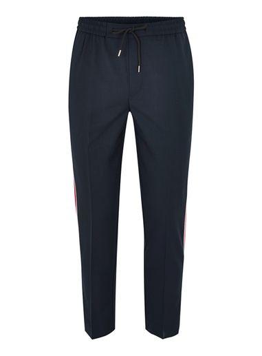 Topman Mens Blue Navy Tonal Check Smart Joggers