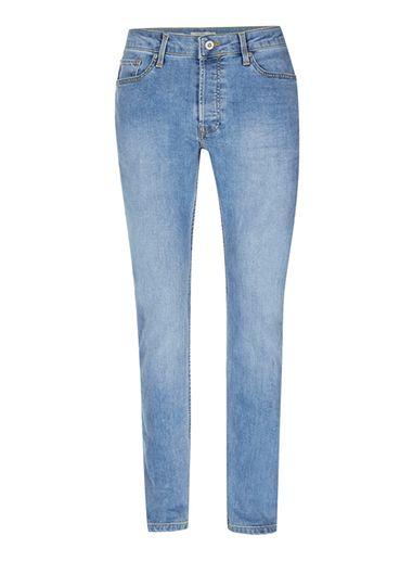 Topman Mens Vintage Wash Blue Stretch Slim Jeans