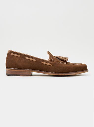 Topman Mens Brown Made In England Tan Suede Tassel Loafers