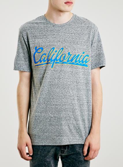 Topman Mens Grey Slubby Cali Slubby Crew T-shirt