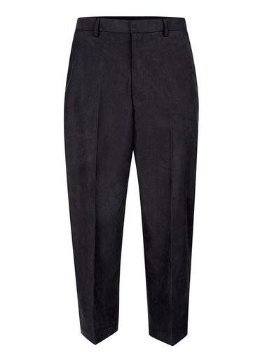 Topman Mens Black Wide Leg Cropped Dress Pants