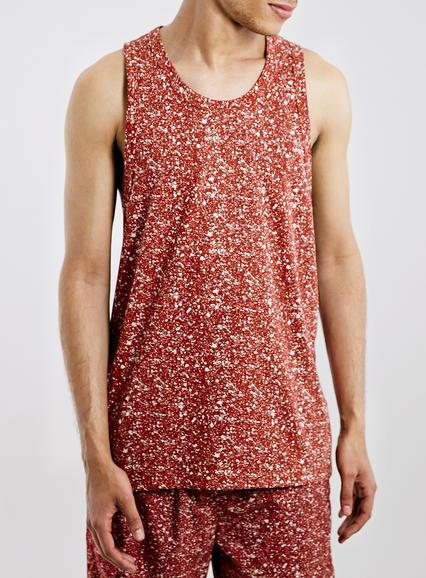 Topman Mens Red Ltd Montauk Surf Pebble Dash Vest