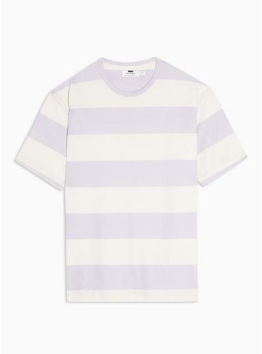 Topman Mens Lilac Block Stripe T-shirt