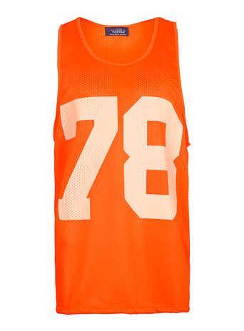 Topman Orange 89 Oversized Mesh Tank