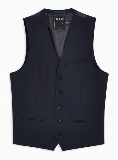 Topman Mens Navy Textured Suit Tank