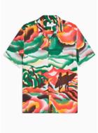 Topman Mens Multi Surfer Print Landscape Slim Shirt