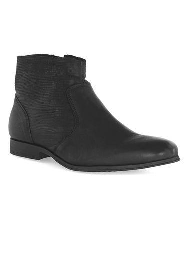 Topman Mens Washed Black Leather Slouch Boots