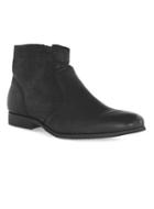 Topman Mens Washed Black Leather Slouch Boots