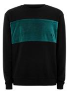 Topman Mens Black And Aqua Velour Panel Sweatshirt