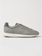 Topman Mens Grey Nicce Gray Leather Panacea Sneakers