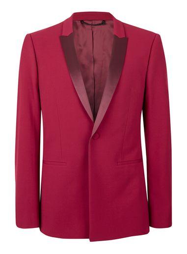 Topman Mens Red Skinny Fit Tuxedo Jacket
