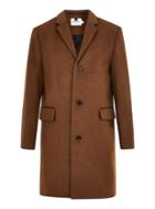 Topman Mens Brown Rust Overcoat With Wool