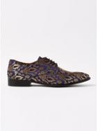 Topman Mens Navy And Gold Woven Brocade Lace Shoes