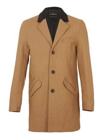 Topman Stone Crombie Coat
