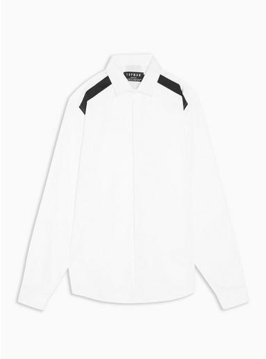 Topman Mens White Panel Slim Shirt