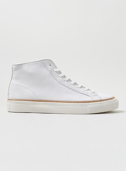 Topman Mens White Leather Hi Tops