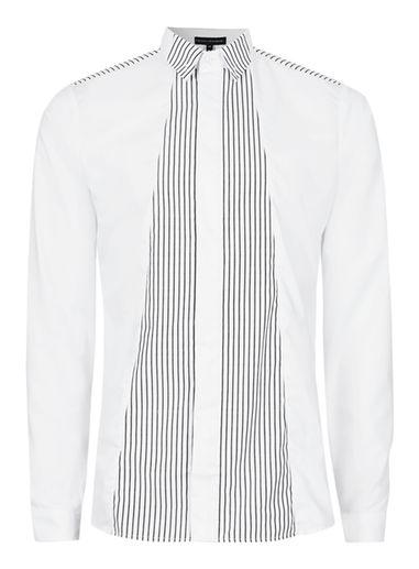 Topman Mens Rogues Of London White And Black Pinstripe Shirt