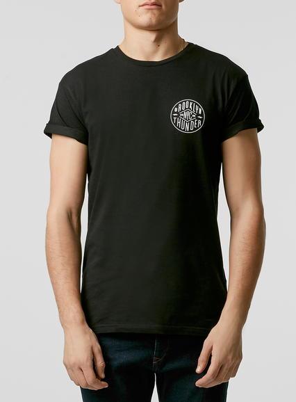 Topman Mens Black Brooklyn Print Roller Fit T-shirt