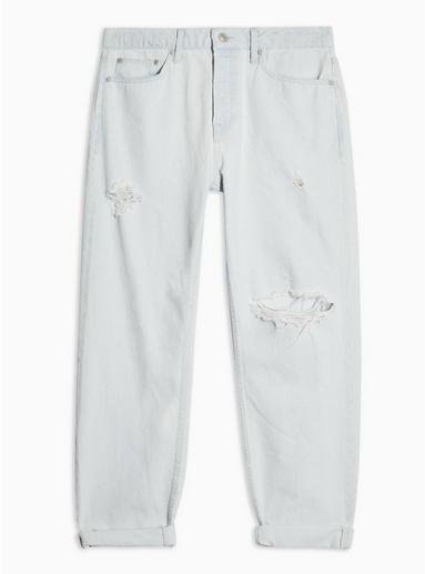 Topman Mens Blue Bleach Rip Wash Original Jeans