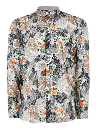 Topman Mens Black Floral Lace Long Sleeve Shirt