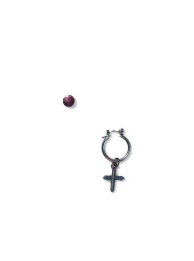 Topman Mens Black Petrol Asymmetric Earrings
