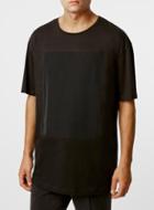 Topman Mens Lux P9 Black Woven Front Panel T-shirt