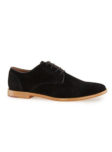 Topman Mens Black Faux Suede Lace Up Shoes