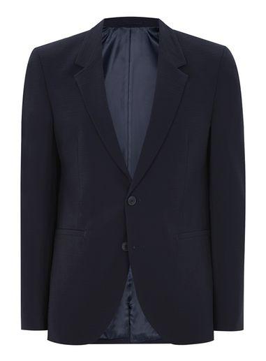 Topman Mens Blue Navy Seersucker Smart Blazer