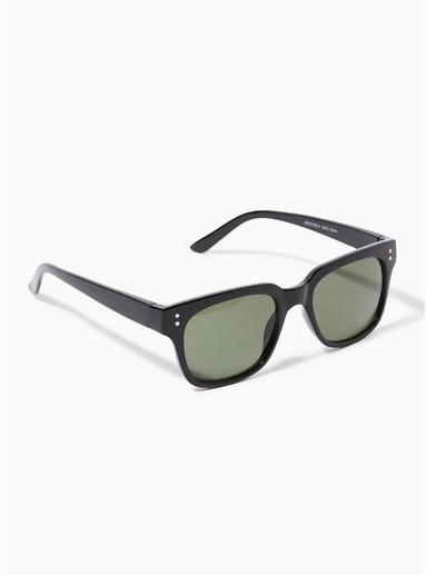 Topman Mens Black Shiny 50s Sunglasses