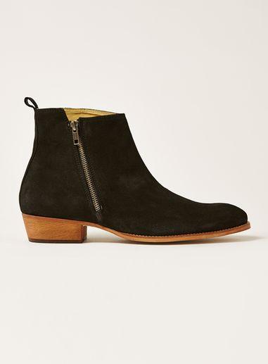Topman Mens Black Suede South Zip Boots