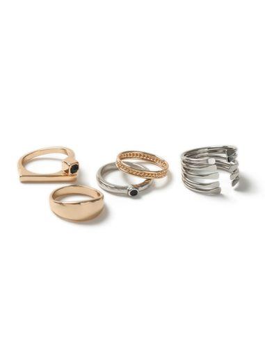 Topman Mens Multi Mixed Metal Ring 5 Pack*