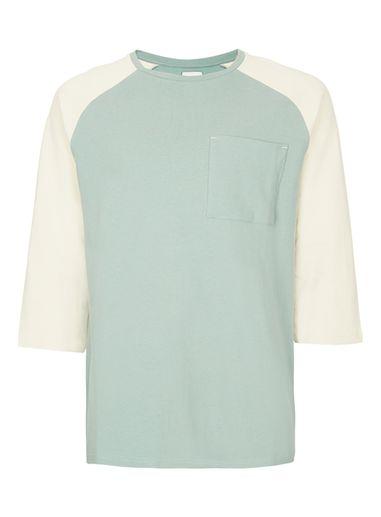 Topman Mens Multi Ltd Green And White Baseball T-shirt