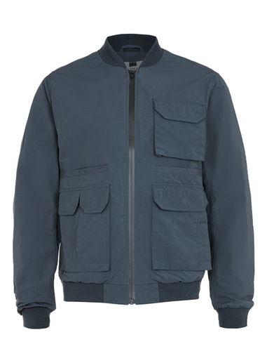 Topman Mens Blue Navy Multi Pockets Bomber Jacket