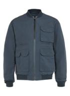 Topman Mens Blue Navy Multi Pockets Bomber Jacket