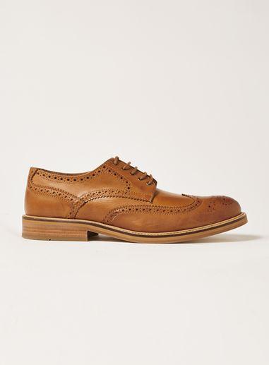 Topman Mens Brown Tan Leather Royal Brogue Shoes