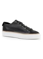 Topman Mens Black Leather And Suede Sneakers